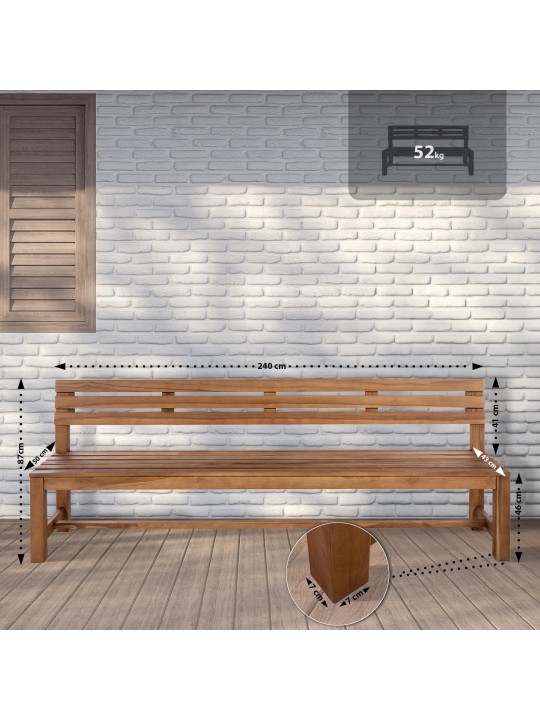 Teakhouten bank Augusta 240 cm, teak