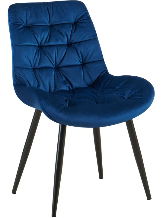 Rossford fluwelen eetkamerstoel, donkerblauw