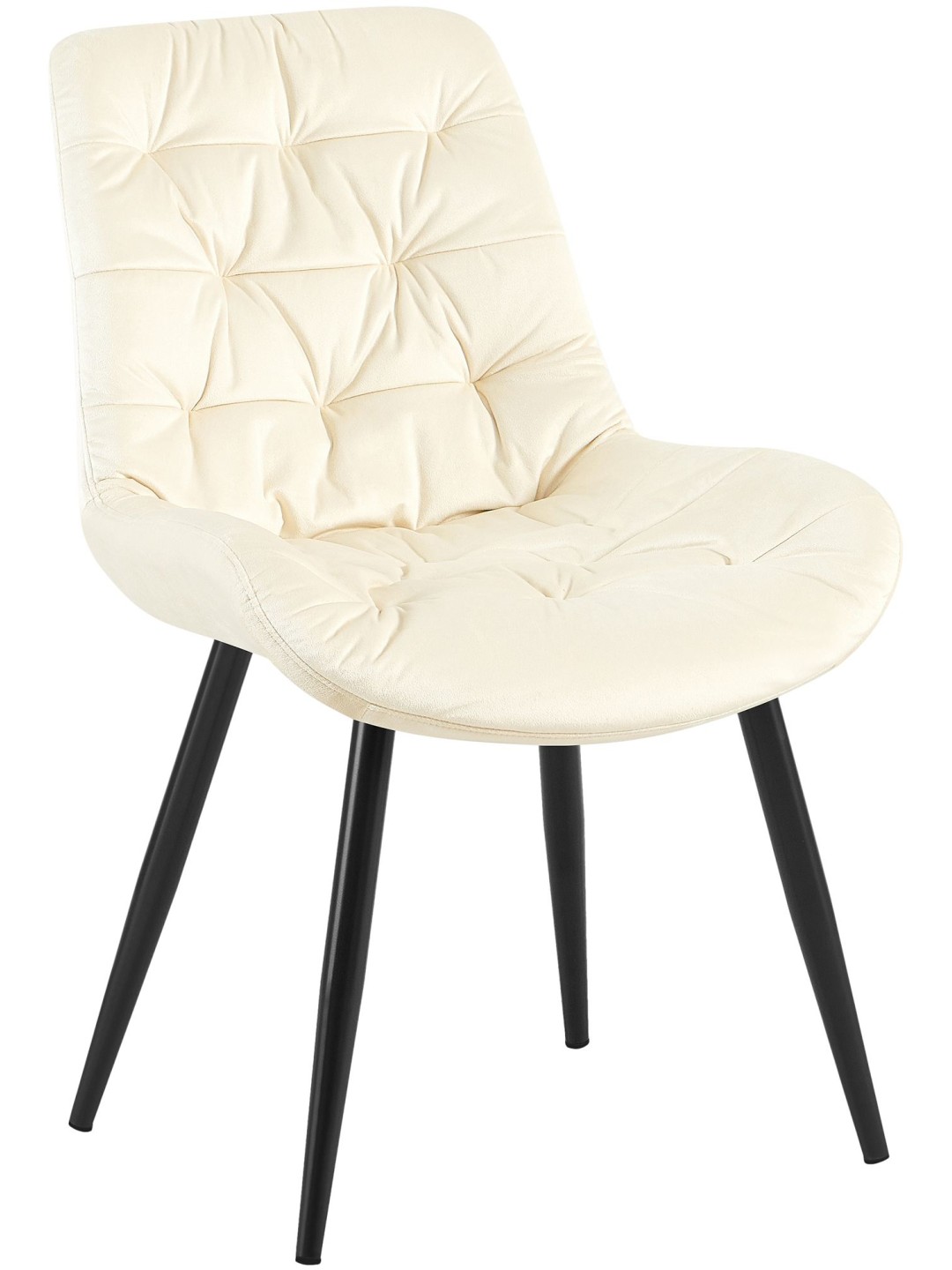 Rossford fluwelen eetkamerstoel, crème