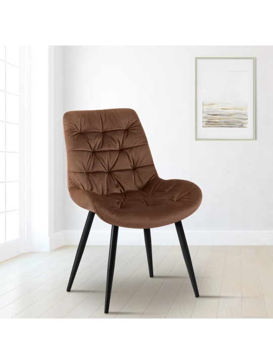 Rossford fluwelen eetkamerstoel, bruin