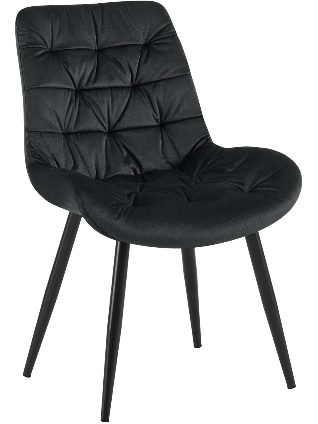 Rossford fluwelen eetkamerstoel, zwart