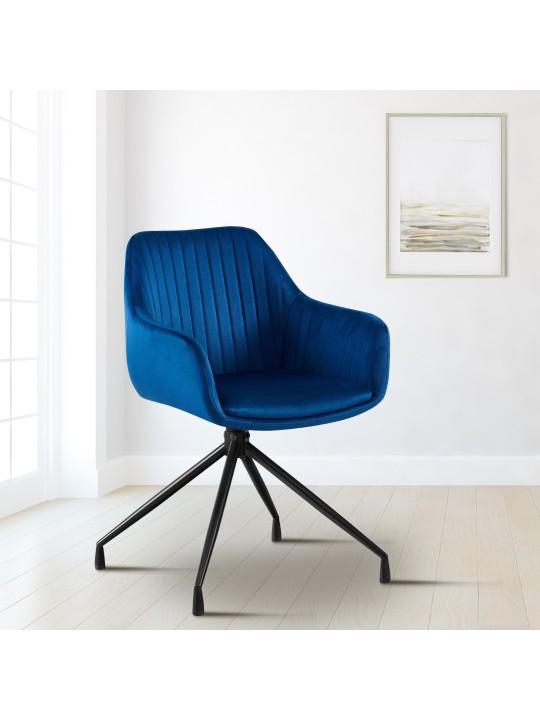 Welby fluwelen eetkamerstoel, donkerblauw Welby fluwelen eetkamerstoel, donkerblauw