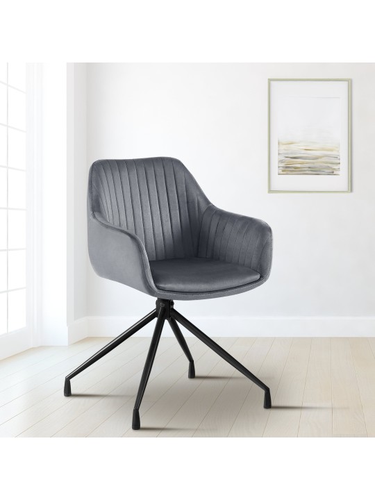 Welby fluwelen eetkamerstoel, donkergrijs Welby fluwelen eetkamerstoel, donkergrijs