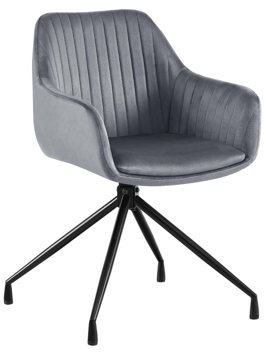 Welby fluwelen eetkamerstoel, donkergrijs Welby fluwelen eetkamerstoel, donkergrijs