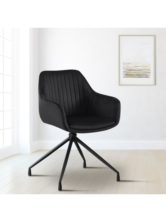 Welby fluwelen eetkamerstoel, zwart Welby fluwelen eetkamerstoel, zwart