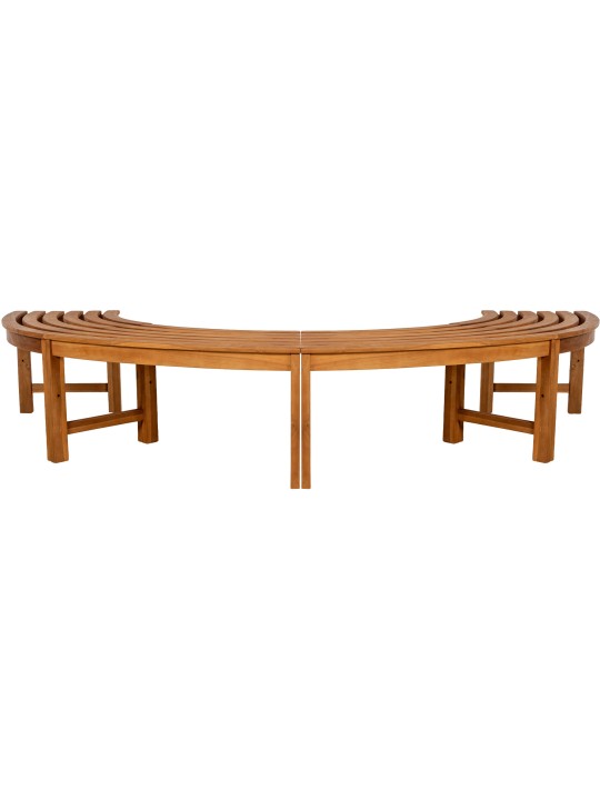 Boombank Heren 250 cm halfrond ZONDER rugleuning, teak