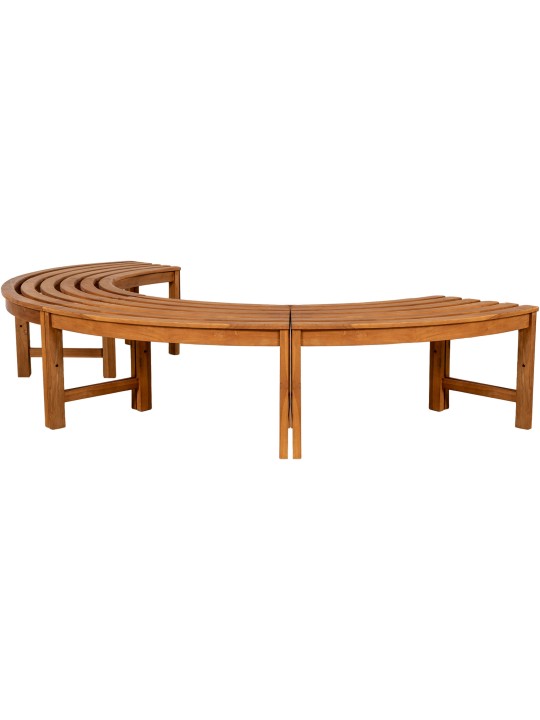 Boombank Heren 250 cm halfrond ZONDER rugleuning, teak