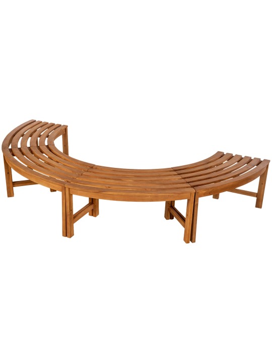 Boombank Heren 250 cm halfrond ZONDER rugleuning, teak