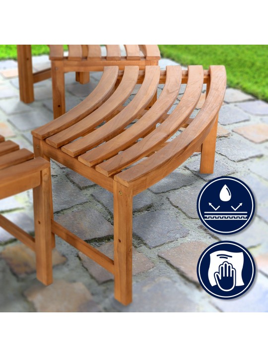Boombank Heren 250 cm halfrond ZONDER rugleuning, teak