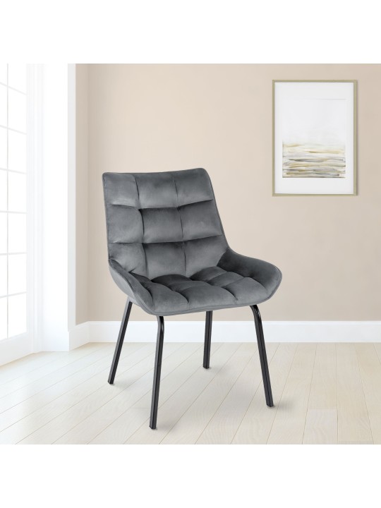 Stoel Saranda fluweel, donkergrijs