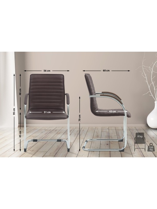 Set van 2 bezoekersstoelen Tira kunstleer, bruin Set van 2 bezoekersstoelen Tira kunstleer, bruin