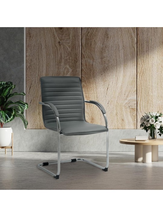 Set van 2 bezoekersstoelen Tira kunstleer, grijs Set van 2 bezoekersstoelen Tira kunstleer, grijs