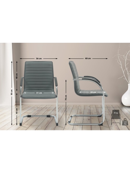 Set van 2 bezoekersstoelen Tira kunstleer, grijs Set van 2 bezoekersstoelen Tira kunstleer, grijs