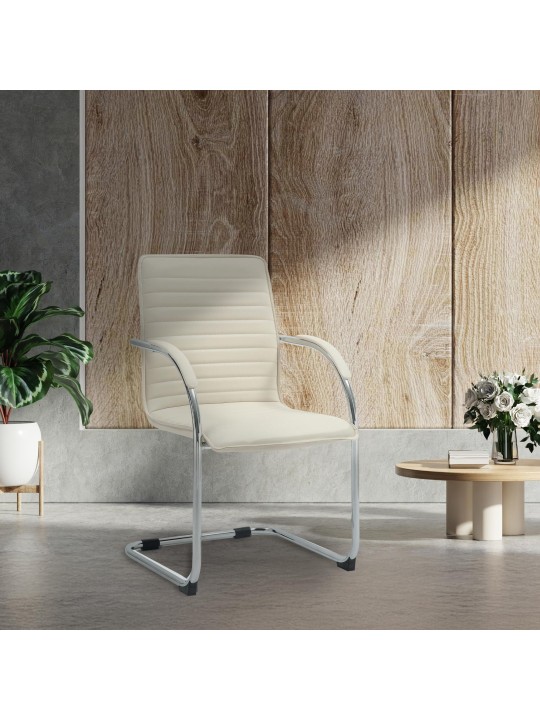 Set van 2 bezoekersstoelen Tira kunstleer, crème