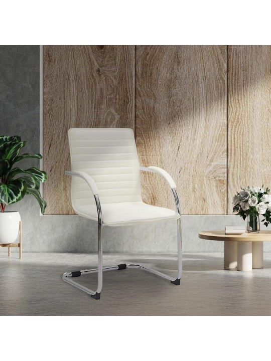 Set van 2 bezoekersstoelen Tira kunstleer, wit Set van 2 bezoekersstoelen Tira kunstleer, wit