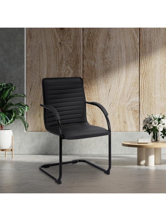 Set van 2 bezoekersstoelen Tira kunstleer, zwart/zwart Set van 2 bezoekersstoelen Tira kunstleer, zwart/zwart