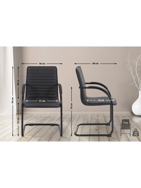 Set van 2 bezoekersstoelen Tira kunstleer, zwart/zwart Set van 2 bezoekersstoelen Tira kunstleer, zwart/zwart