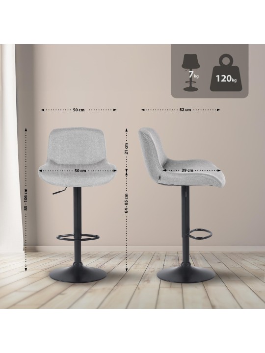 Barkruk Solon stof, lichtgrijs