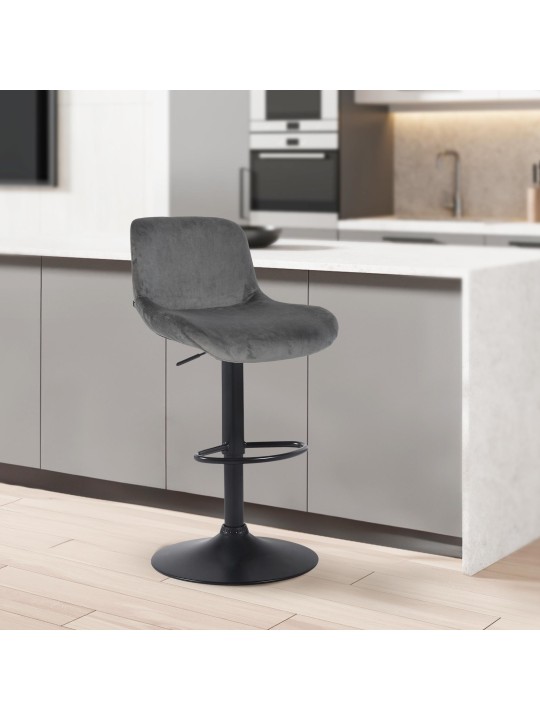 Barkruk Solon fluweel, donkergrijs Barkruk Solon fluweel, donkergrijs