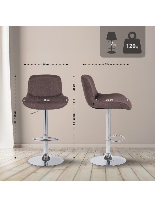 Barkruk Solon chroom stof, donkerbruin