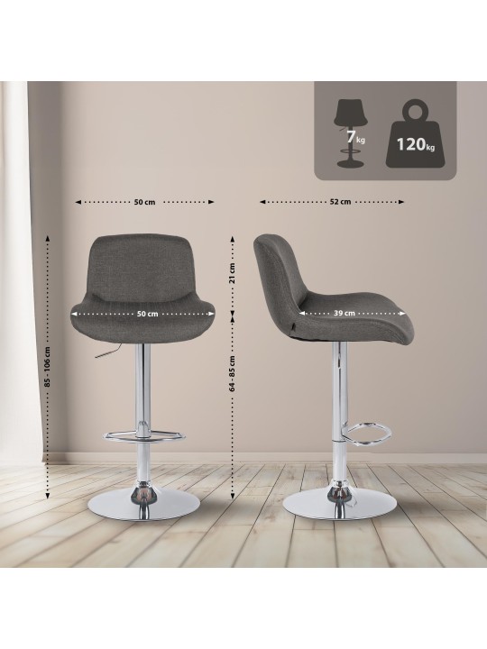 Barkruk Solon chroom stof, donkergrijs Barkruk Solon chroom stof, donkergrijs