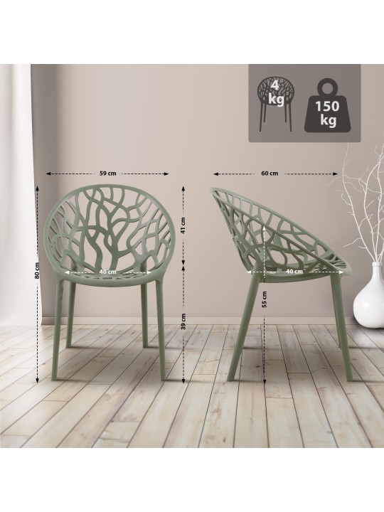 Set van 4 stoelen Hope, olijfgroen Set van 4 stoelen Hope, olijfgroen