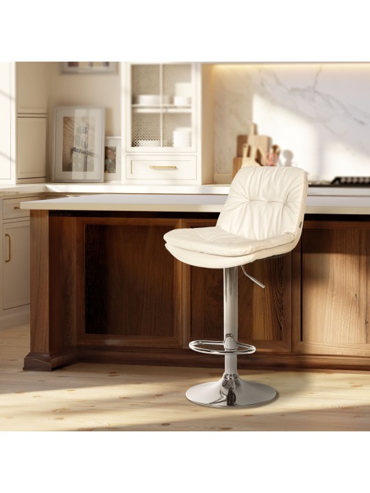 Barkruk Laurel kunstleer chroom, wit Barkruk Laurel kunstleer chroom, wit