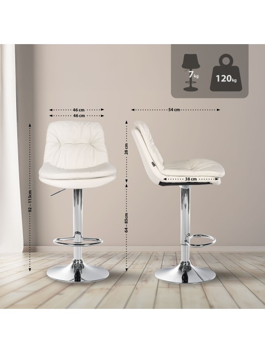 Barkruk Laurel kunstleer chroom, wit Barkruk Laurel kunstleer chroom, wit