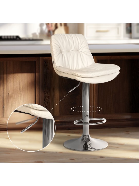 Barkruk Laurel kunstleer chroom, wit Barkruk Laurel kunstleer chroom, wit