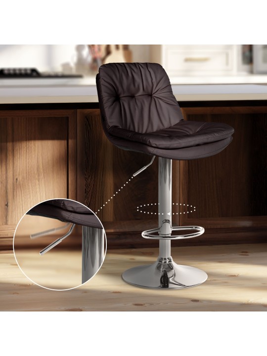 Barkruk Laurel kunstleer chroom, bruin