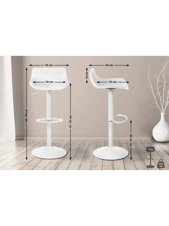 Set van 2 barkrukken Aveiro, wit Set van 2 barkrukken Aveiro, wit