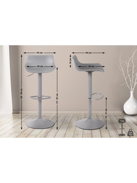 Set van 4 barkrukken Aveiro, grijs Set van 4 barkrukken Aveiro, grijs