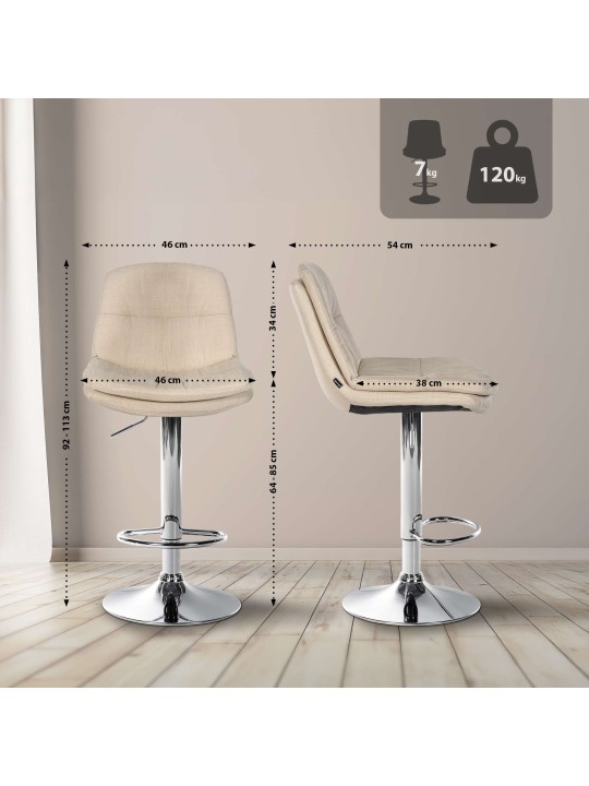 Barkruk Laurel stof chroom, crème