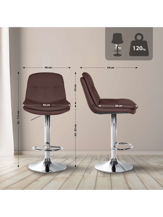 Barkruk Laurel stof chroom, bruin