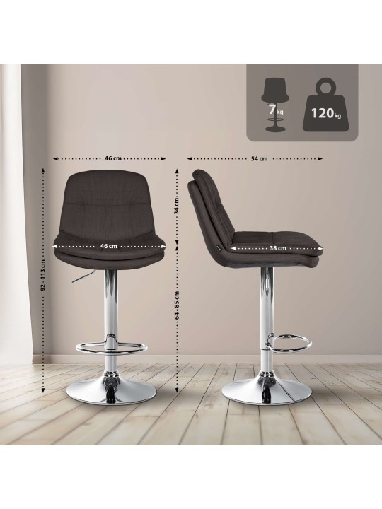 Barkruk Laurel stof chroom, donkergrijs