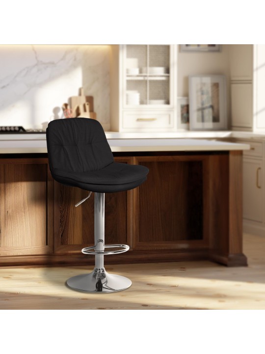 Barkruk Laurel stof chroom, zwart Barkruk Laurel stof chroom, zwart