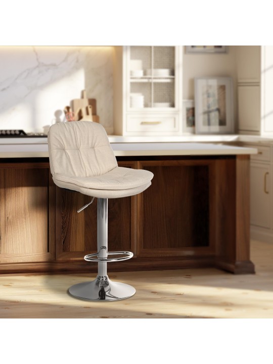 Barkruk Laurel stof chroom, crème