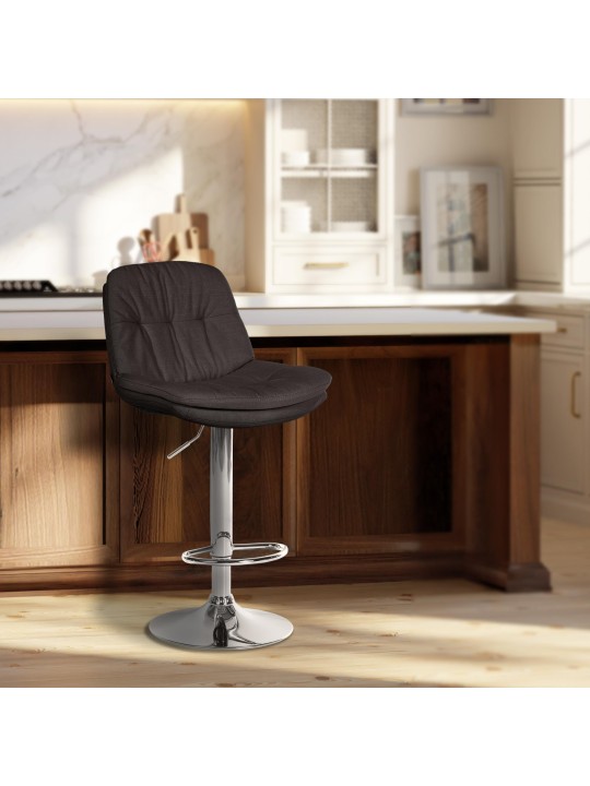 Barkruk Laurel stof chroom, donkergrijs