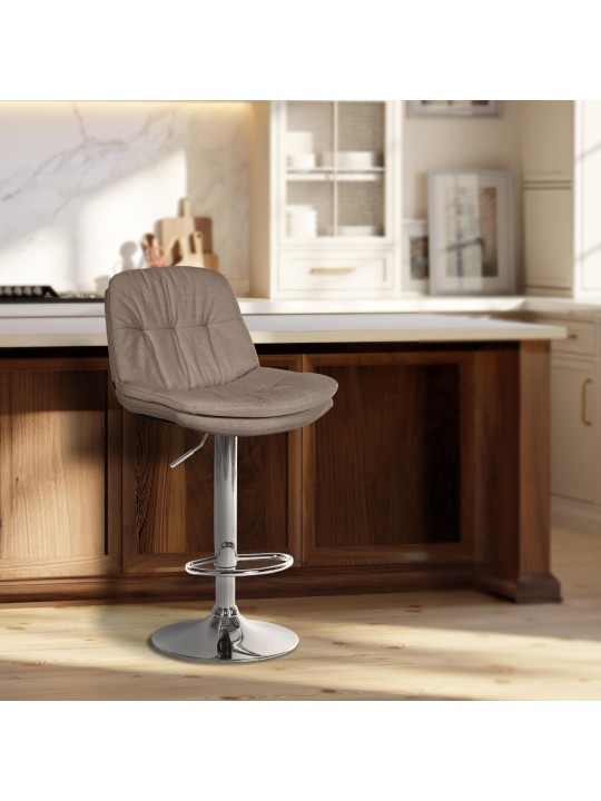 Barkruk Laurel stof chroom, taupe