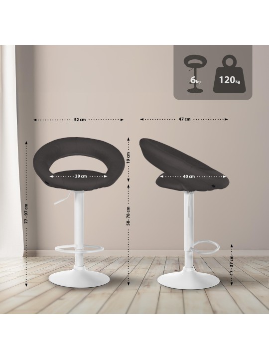 Barkruk Olinda stof, donkergrijs