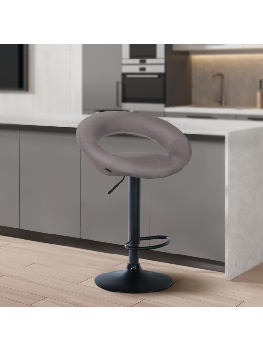 Barkruk Olinda stof, grijs