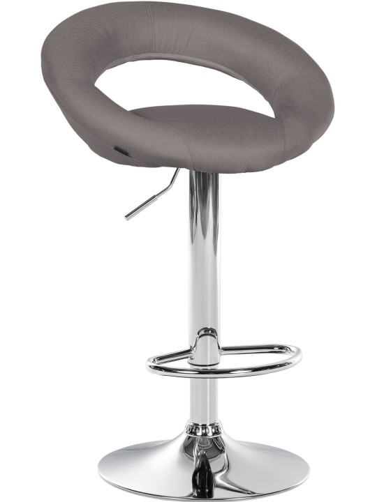 Barkruk Olinda stof chroom, grijs