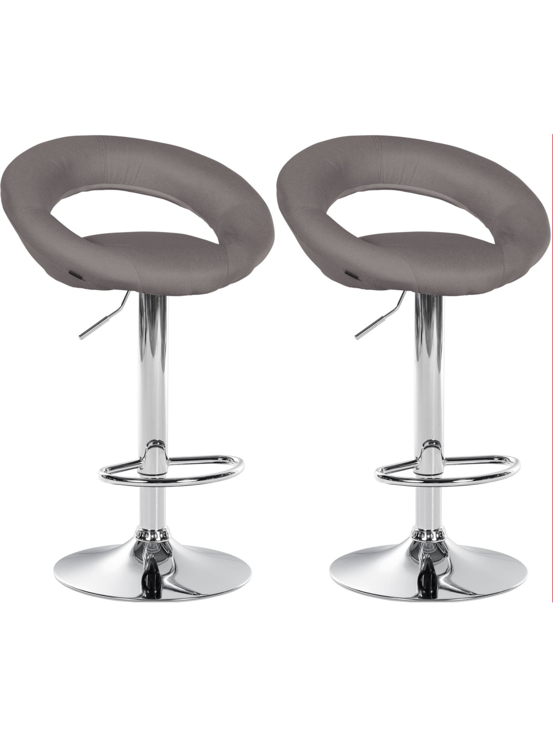 Set van 2 barkrukken Olinda stof chroom, grijs