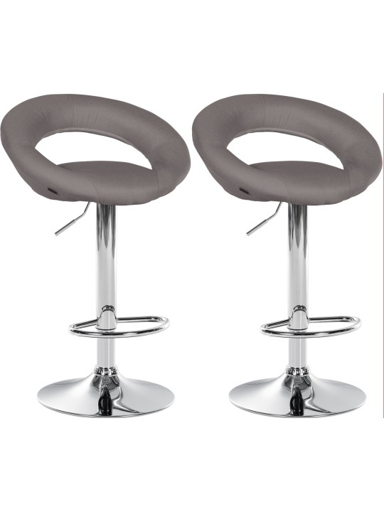 Set van 2 barkrukken Olinda stof chroom, grijs