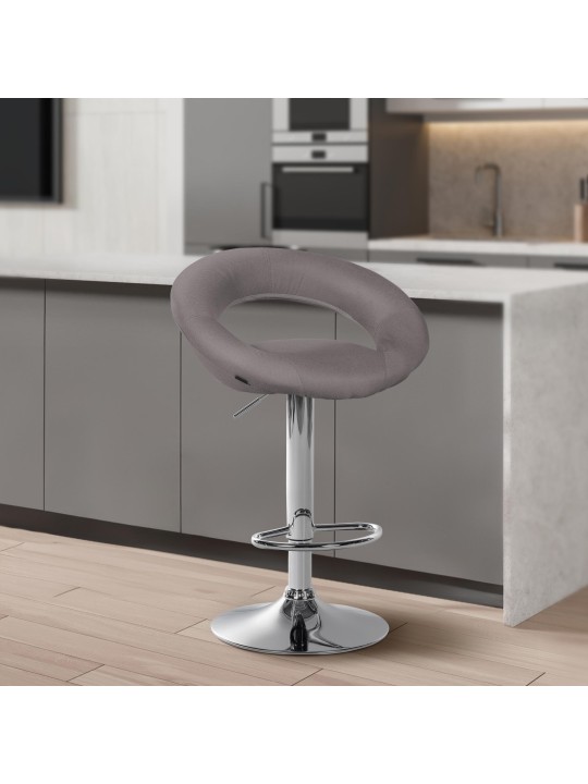 Set van 2 barkrukken Olinda stof chroom, grijs