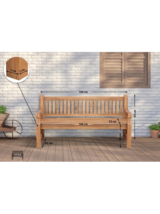 Teakhouten bank Jackson V2 180 cm, teak Teakhouten bank Jackson V2 180 cm, teak