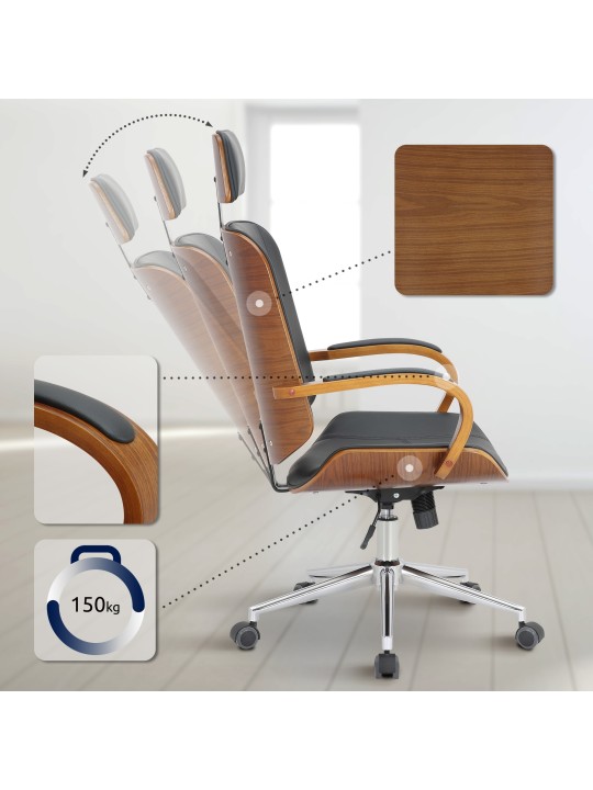 Bureaustoel Dayton, walnoot/zwart