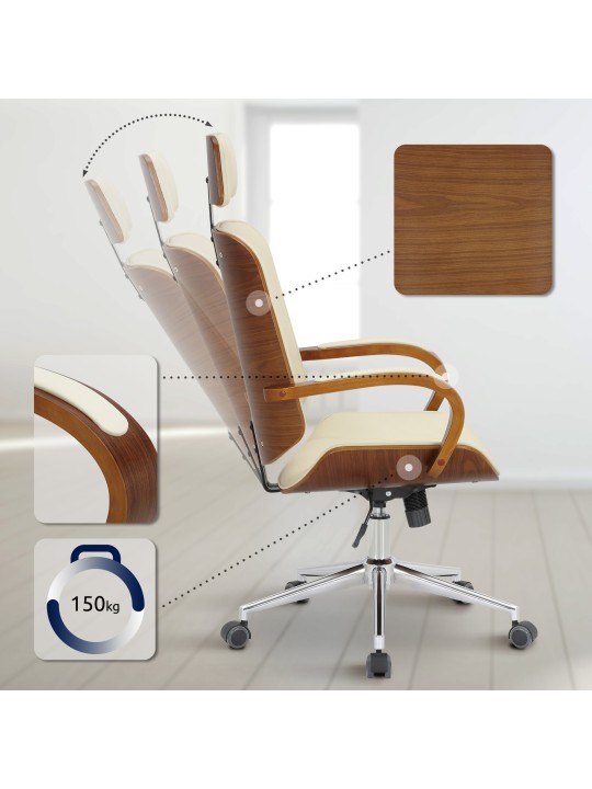 Bureaustoel Dayton, walnoot/crème