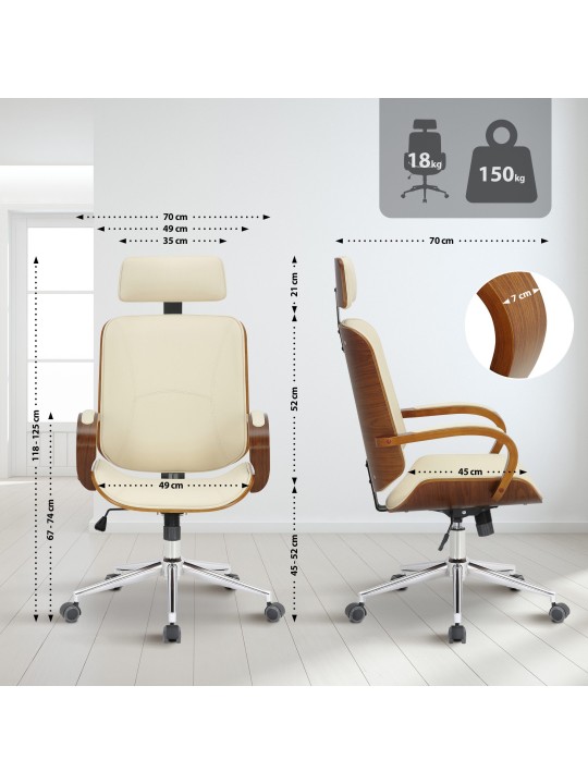 Bureaustoel Dayton, walnoot/crème