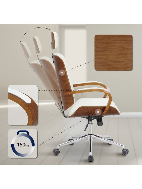 Bureaustoel Dayton, walnoot/wit